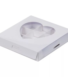 для конфет сердце с окном белая