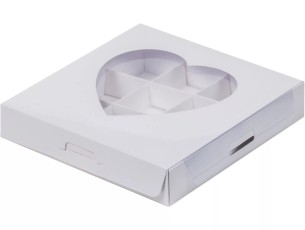 для конфет сердце с окном белая